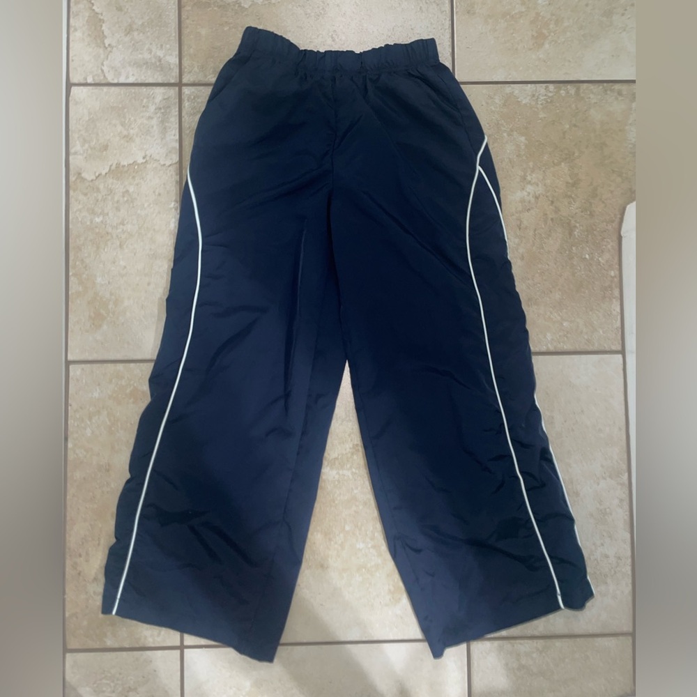 Navy Blue Athletic Pants with White Trim